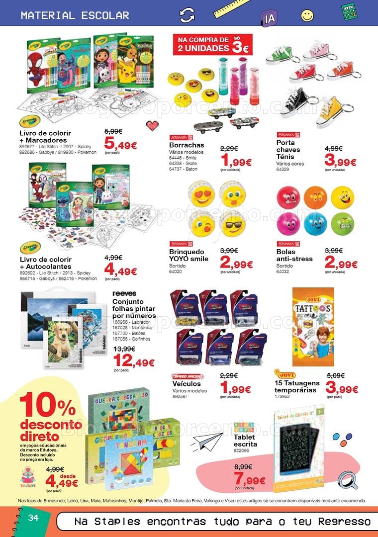 Antevisão Folheto STAPLES Regresso às Aulas Promoções de 17 agosto a 30 setembro